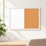 White Frame Side-by-Side Whiteboard and Cork Board Combo – view 4