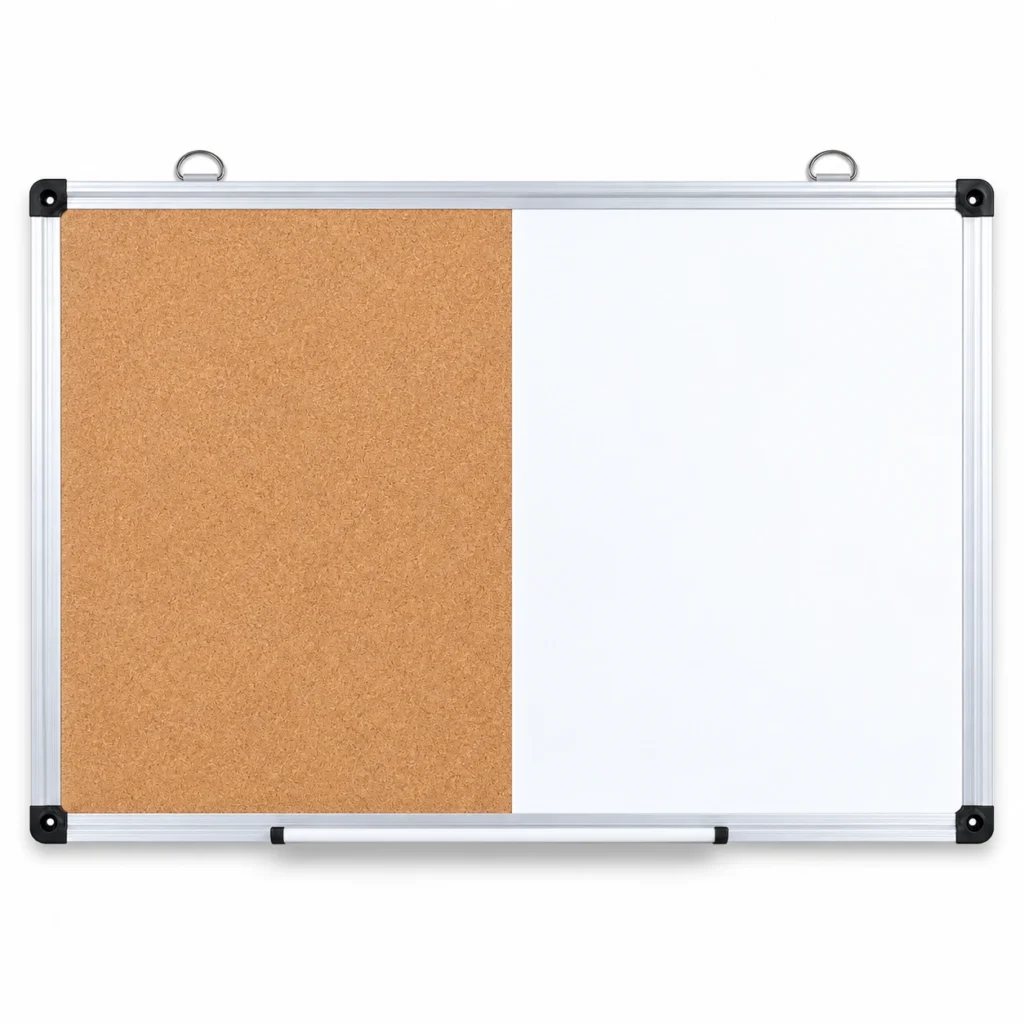 Whiteboard and Cork Bulletin Board Combo with Tray