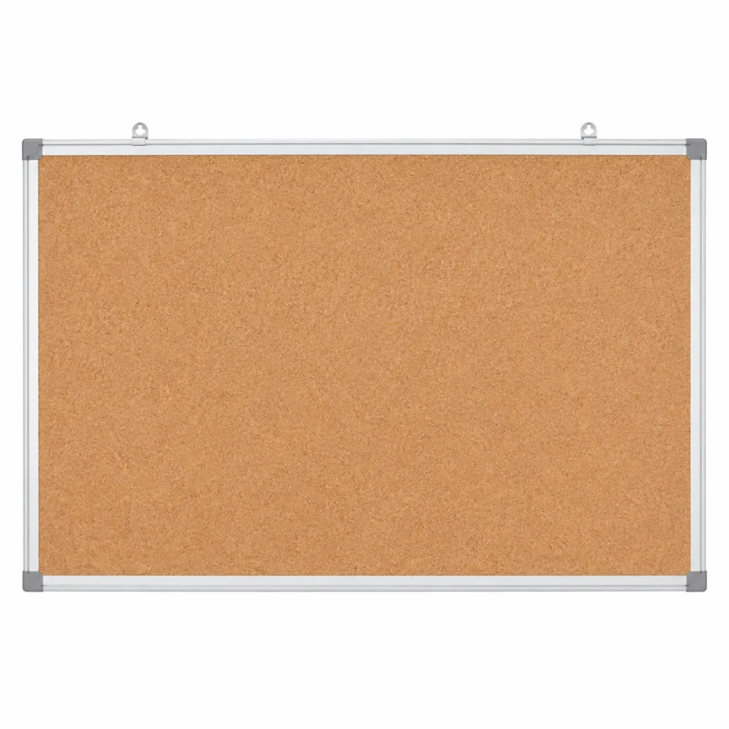 H Tablero de avisos de corcho con marco de aluminio
