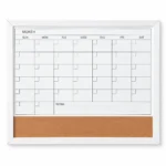 Monthly Calendar Whiteboard with Cork Bulletin Strip