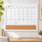 Monthly Calendar Whiteboard with Cork Bulletin Strip – view 3