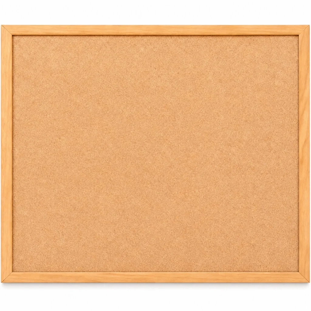 Natural Wood-Tone Frame Cork Bulletin Board
