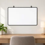 Black Frame Landscape Whiteboard with Twin Hanging Loops – view 4