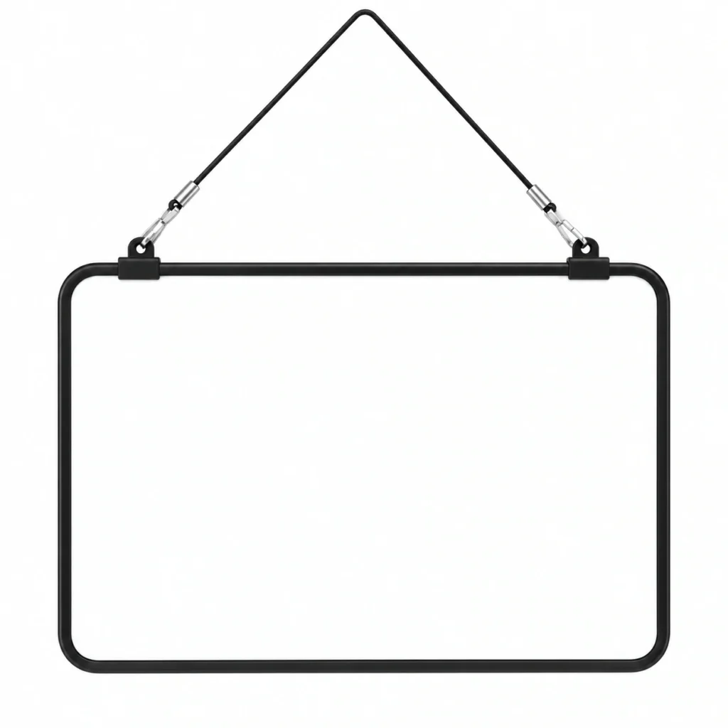 Black Frame Whiteboard with Hanging Cord