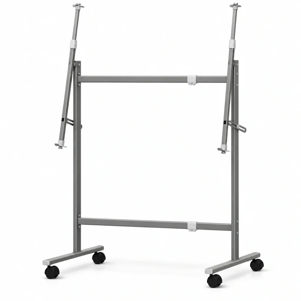 Gray Rolling Whiteboard Stand with Side Supports