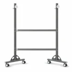 Soporte con ruedas para pizarra gris con base triangular