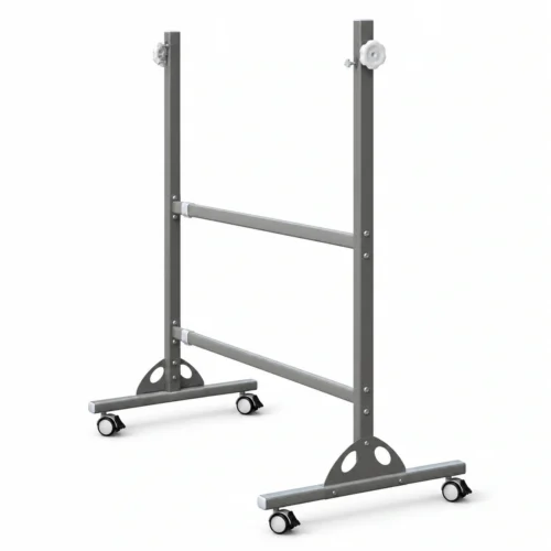 Gray Rolling Whiteboard Stand with Triangular Base