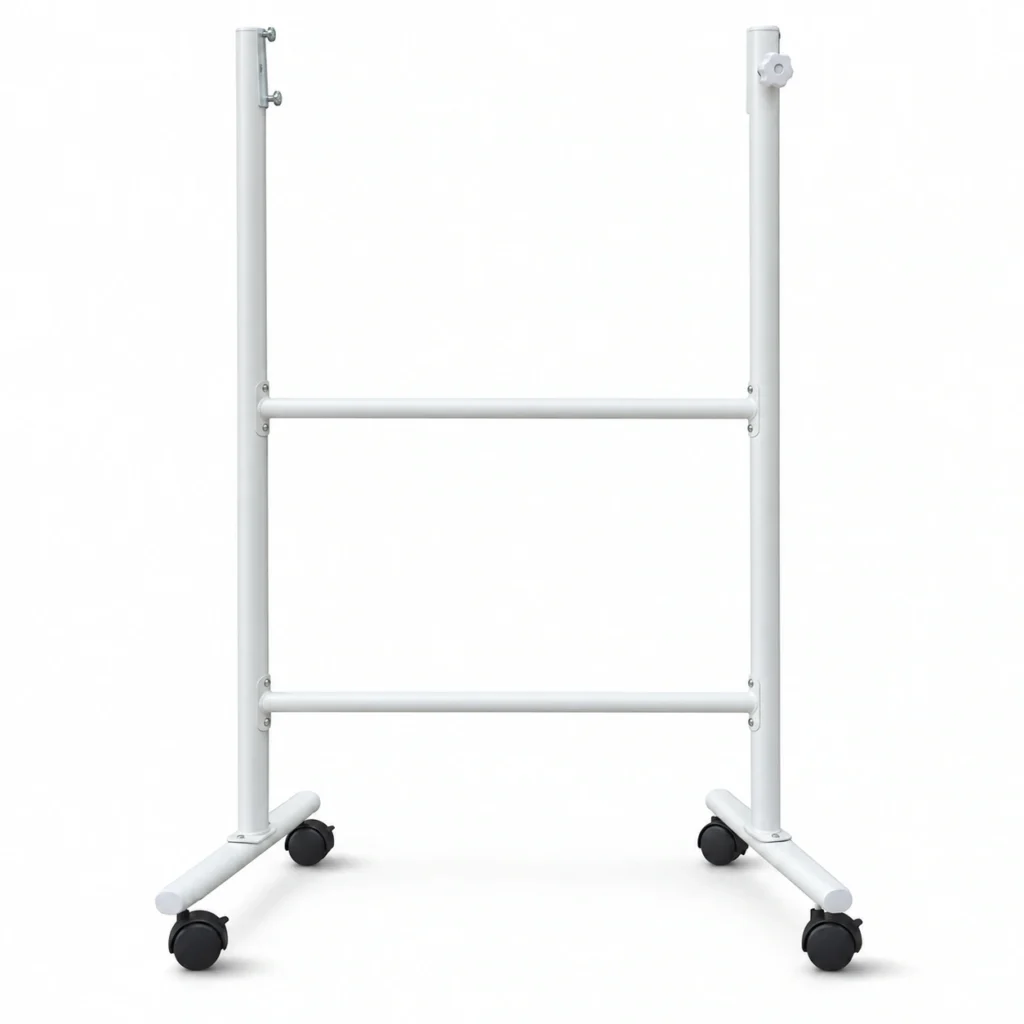 White H-Frame Rolling Whiteboard Stand