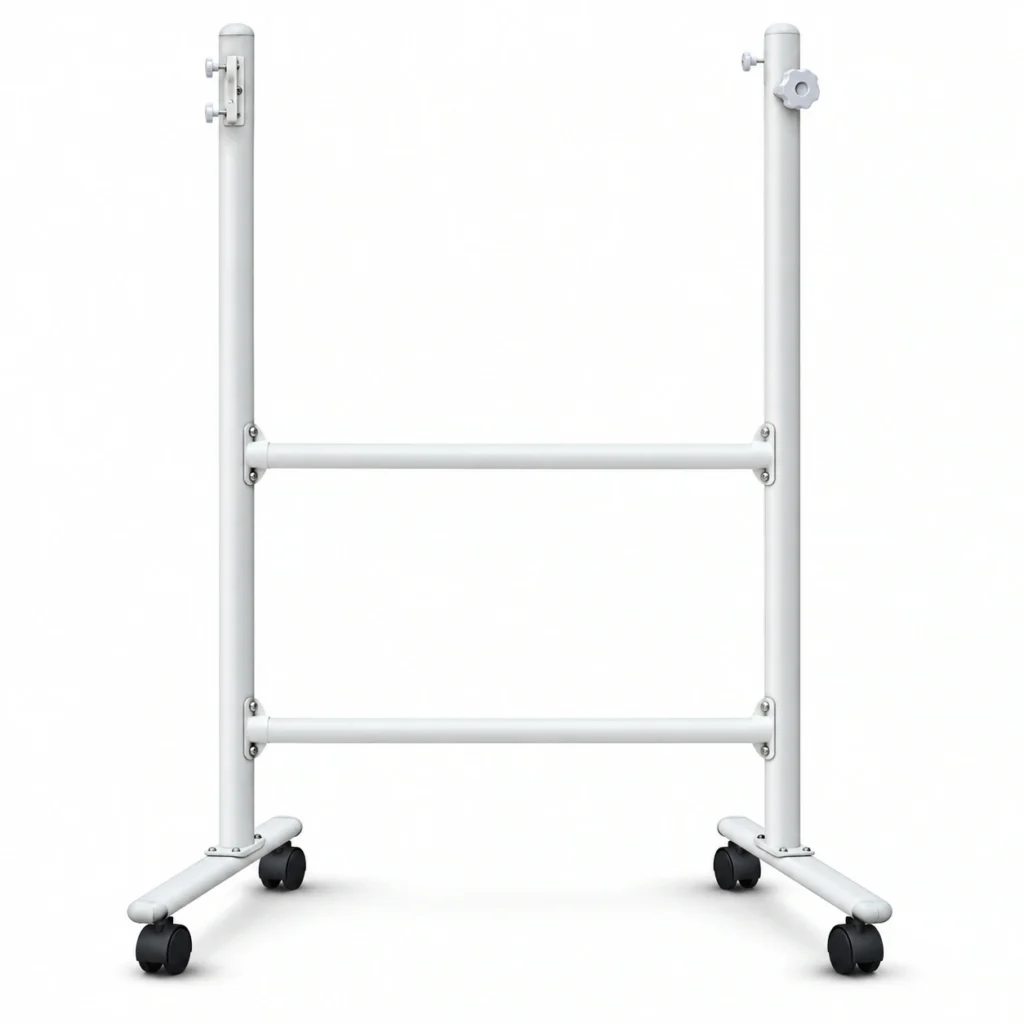 White Twin-Rail Mobile Whiteboard Stand