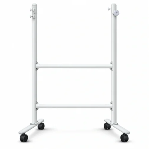 White Twin-Rail Mobile Whiteboard Stand