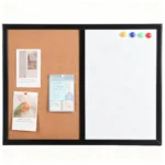 Black Frame Side-by-Side Whiteboard and Cork Board Combo