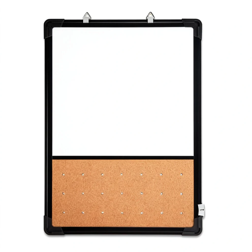 Black Frame Whiteboard and Cork Board Combo