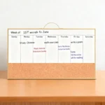 Gold-Tone Frame Weekly Planner and Cork Board Combo
