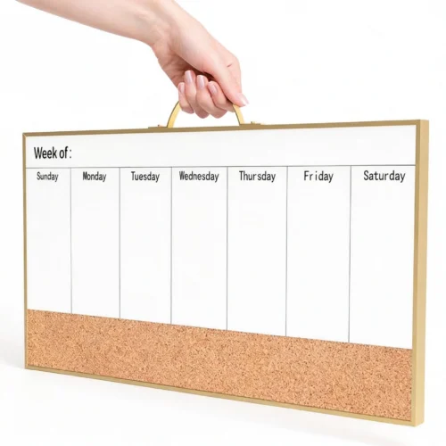Gold-Tone Frame Weekly Planner and Cork Board Combo