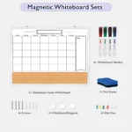 Monthly Calendar Whiteboard and Cork Strip Combo