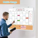 Monthly Calendar Whiteboard and Cork Strip Combo