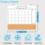 Monthly Calendar Whiteboard and Cork Strip Combo