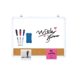 White Frame Whiteboard and Cork Strip Combo
